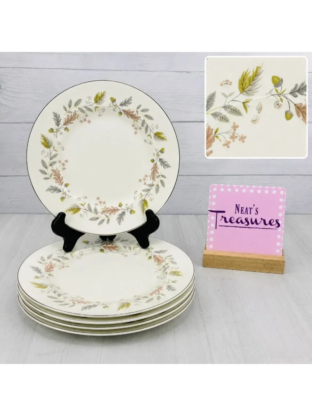 Johnson Brothers LYNTON OLDER SNOWHITE Floral England Lunch Salad Plates Set 5